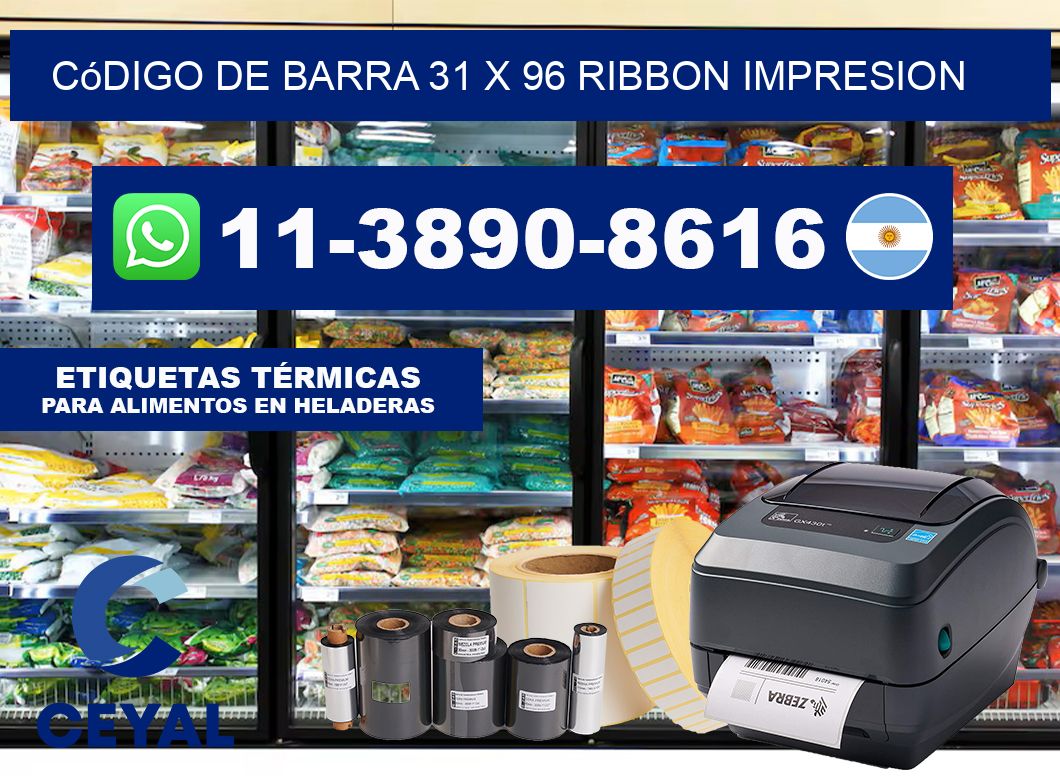 código de barra 31 x 96 ribbon impresion