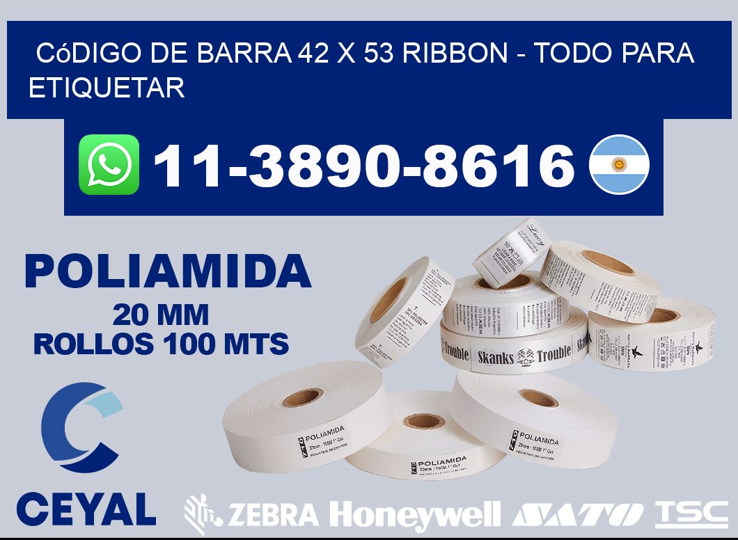 código de barra 42 x 53 ribbon - Todo para Etiquetar