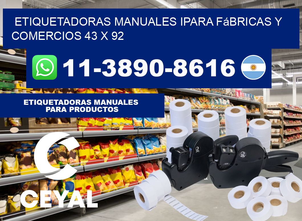 etiquetadoras manuales ipara fábricas y comercios 43 x 92