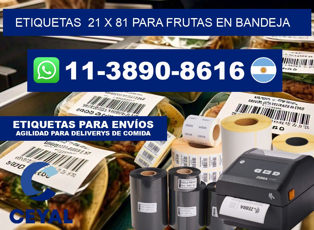 etiquetas  21 x 81 para Frutas en bandeja