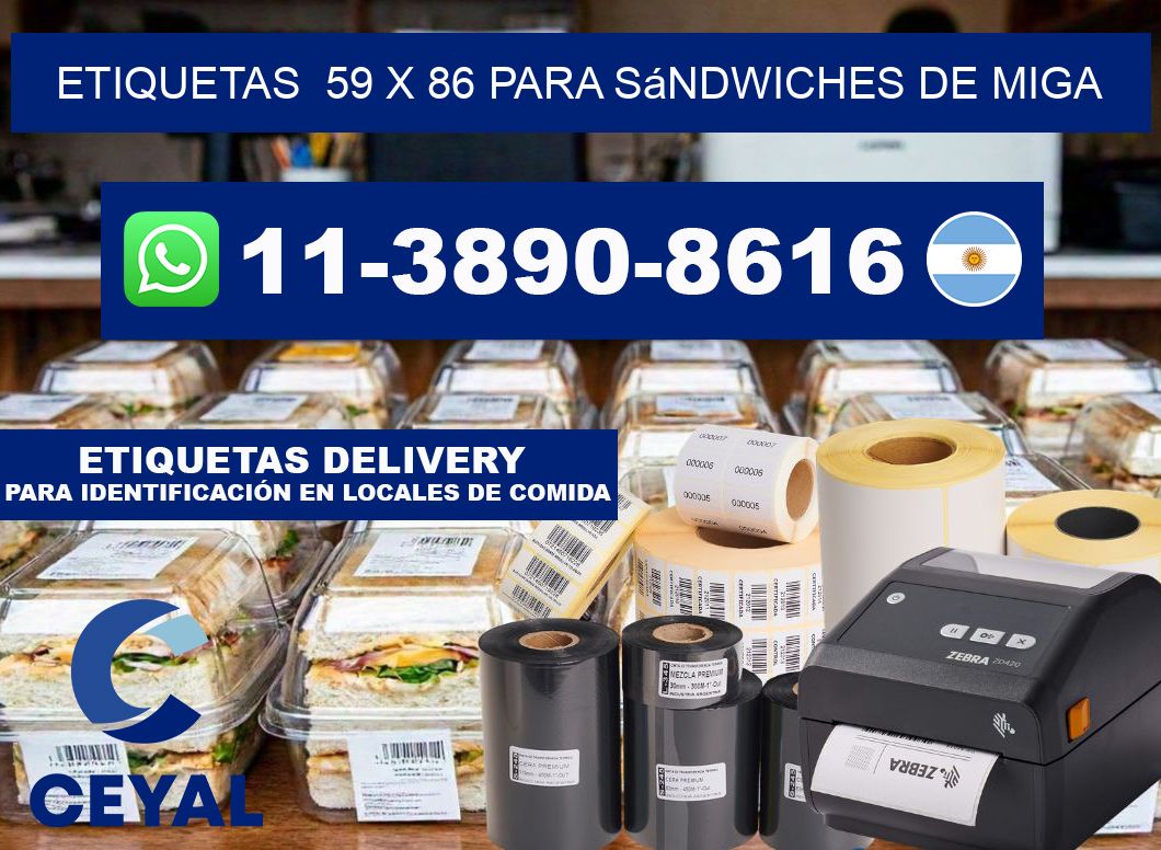 etiquetas  59 x 86 para Sándwiches de miga