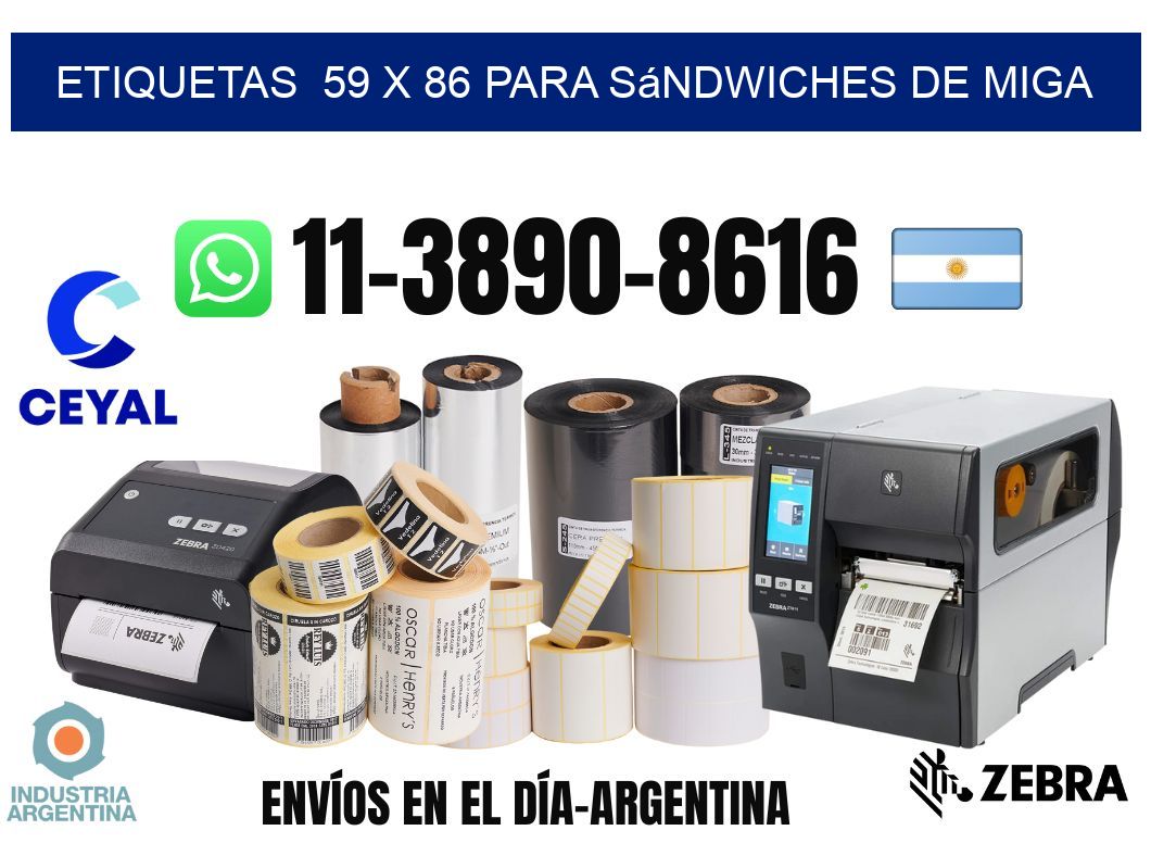 etiquetas  59 x 86 para Sándwiches de miga