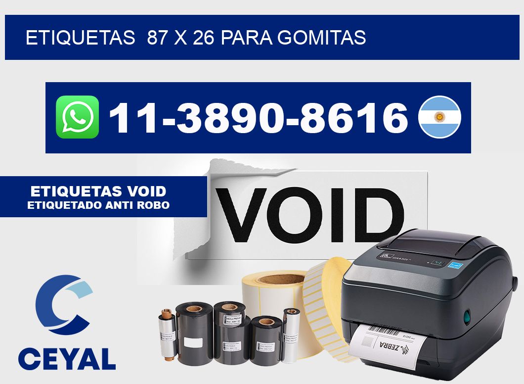 etiquetas  87 x 26 para Gomitas