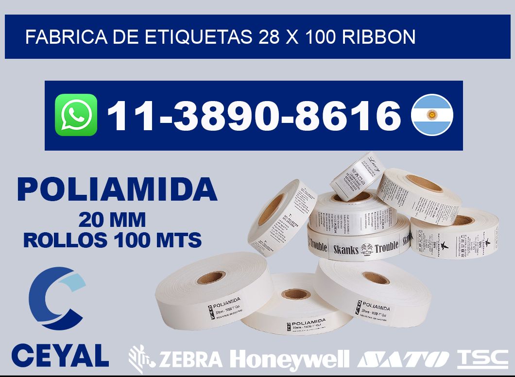 fabrica de etiquetas 28 x 100 ribbon