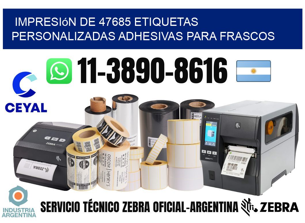 impresión de 47685 etiquetas personalizadas adhesivas para frascos