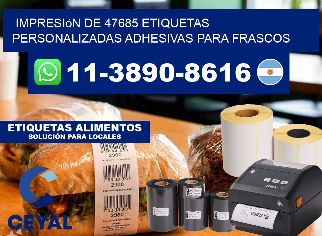 impresión de 47685 etiquetas personalizadas adhesivas para frascos