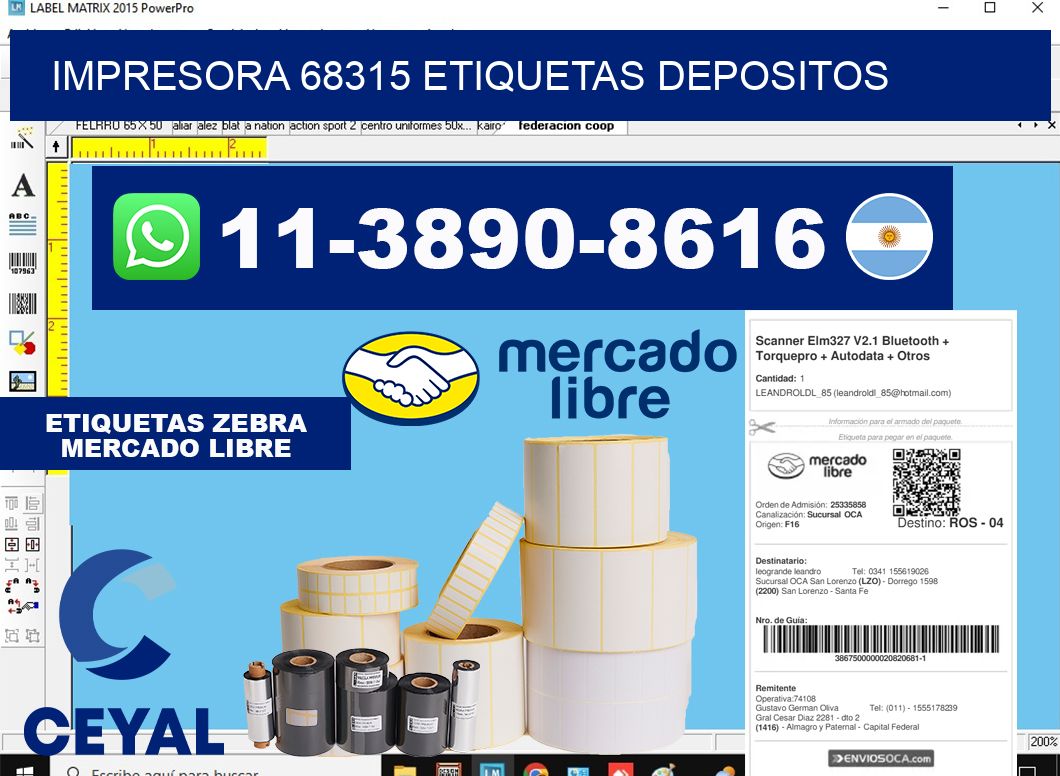 impresora 68315 etiquetas depositos
