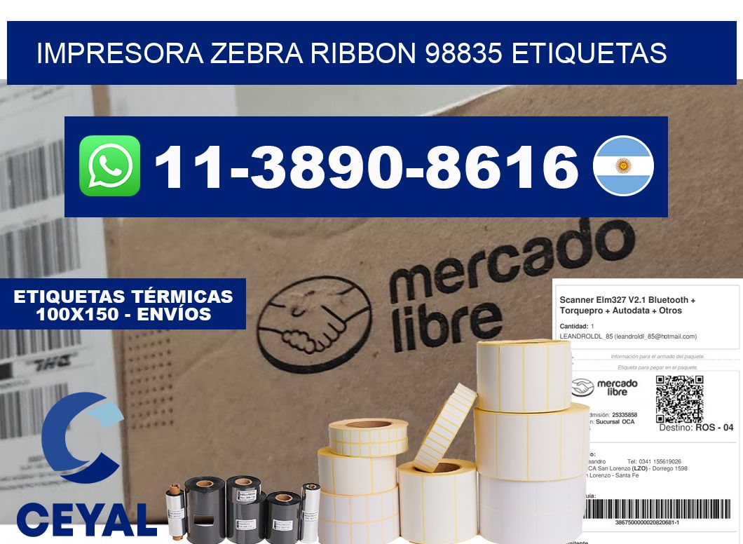 impresora zebra ribbon 98835 etiquetas