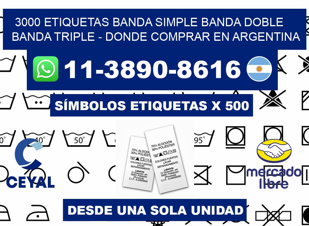 3000 etiquetas banda simple banda doble banda triple - Donde Comprar en Argentina