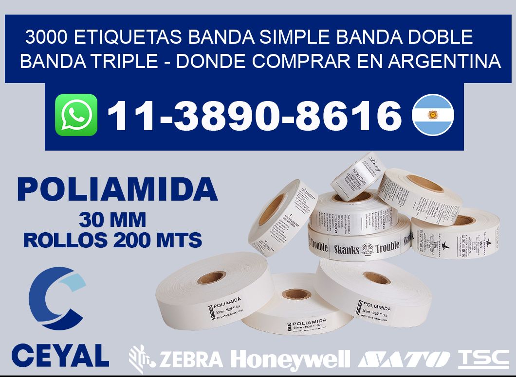 3000 etiquetas banda simple banda doble banda triple - Donde Comprar en Argentina