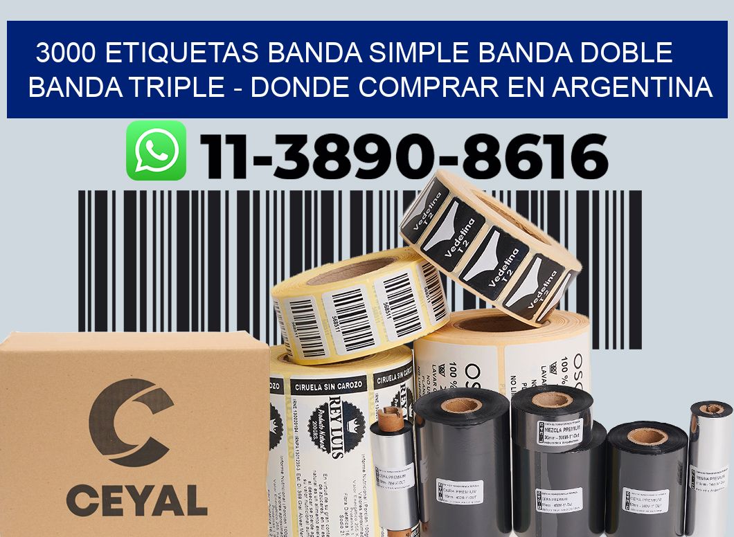 3000 etiquetas banda simple banda doble banda triple - Donde Comprar en Argentina