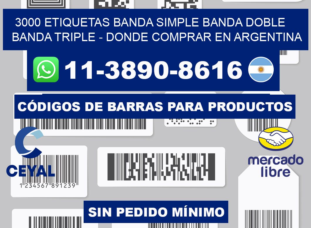 3000 etiquetas banda simple banda doble banda triple - Donde Comprar en Argentina