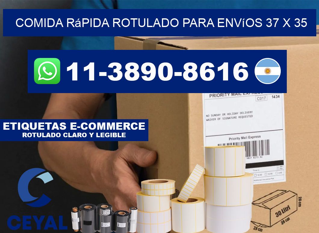 Comida rápida rotulado para envíos 37 x 35
