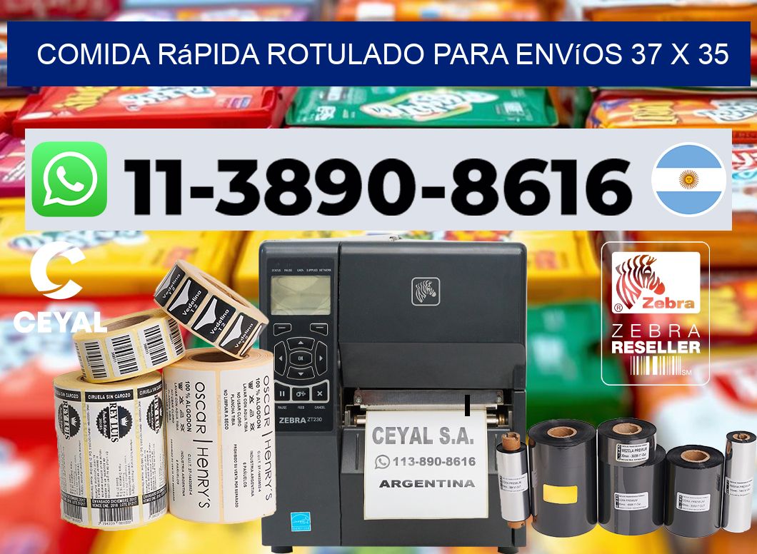 Comida rápida rotulado para envíos 37 x 35