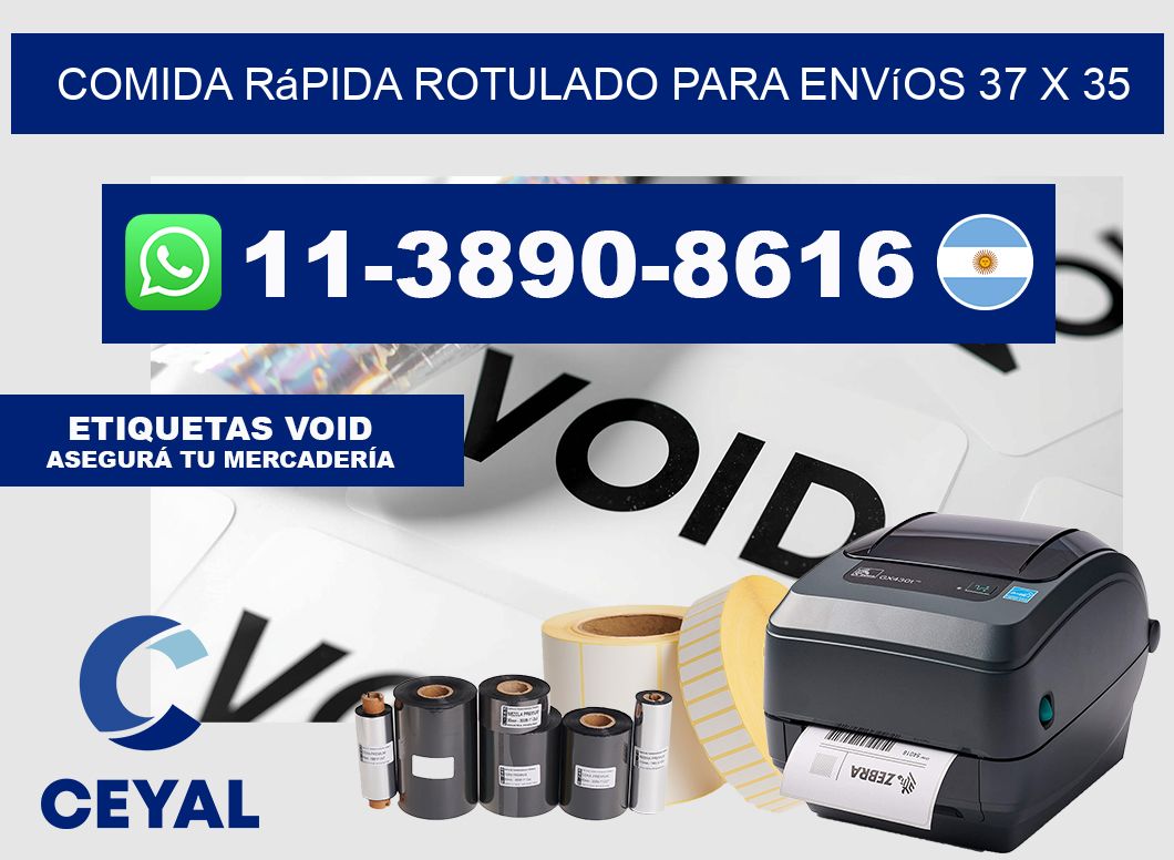 Comida rápida rotulado para envíos 37 x 35