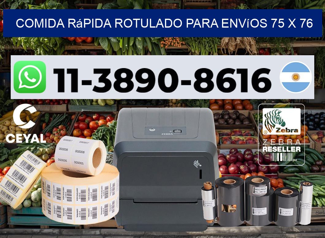 Comida rápida rotulado para envíos 75 x 76
