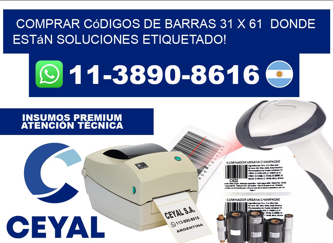 Comprar códigos de barras 31 x 61  donde están soluciones etiquetado!