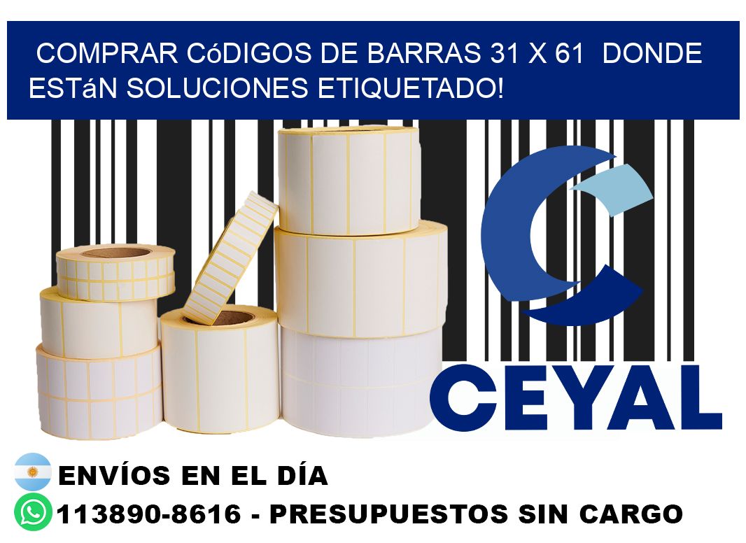 Comprar códigos de barras 31 x 61  donde están soluciones etiquetado!