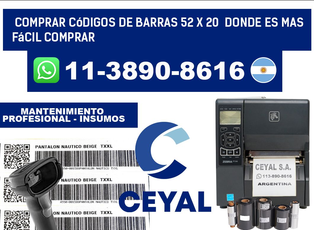 Comprar códigos de barras 52 x 20  Donde es mas fácil comprar