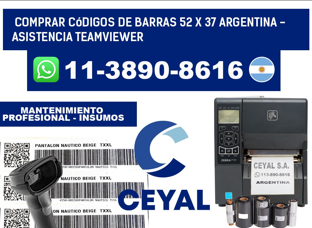 Comprar códigos de barras 52 x 37 argentina - asistencia teamviewer