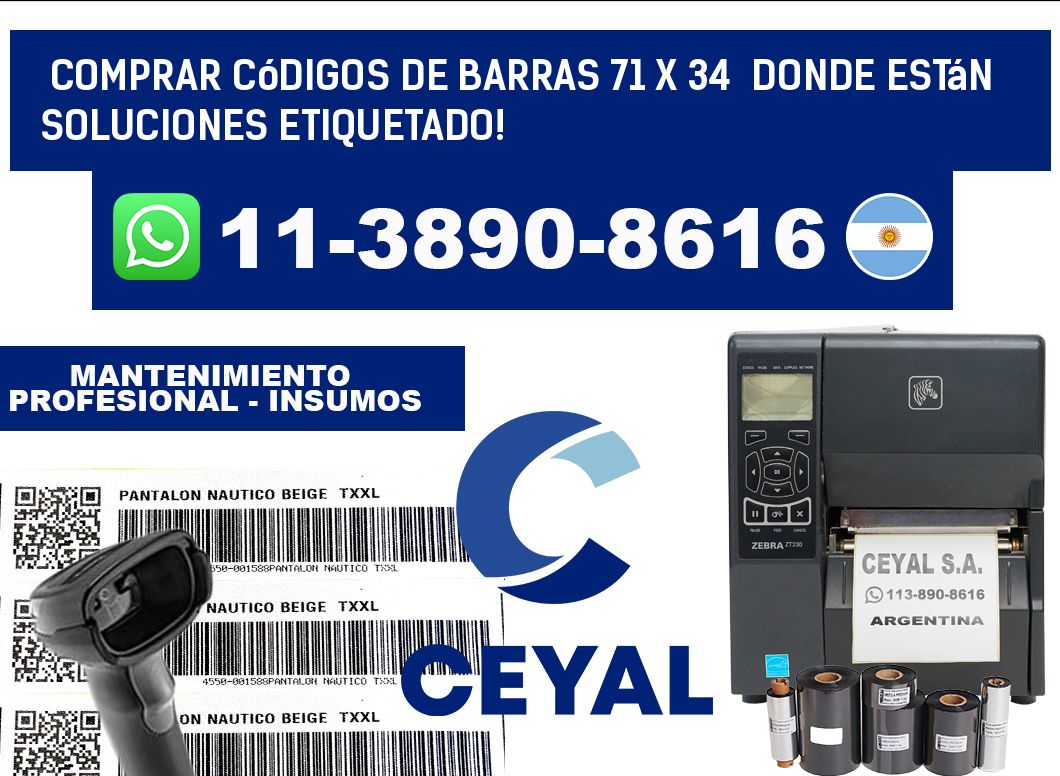 Comprar códigos de barras 71 x 34  donde están soluciones etiquetado!