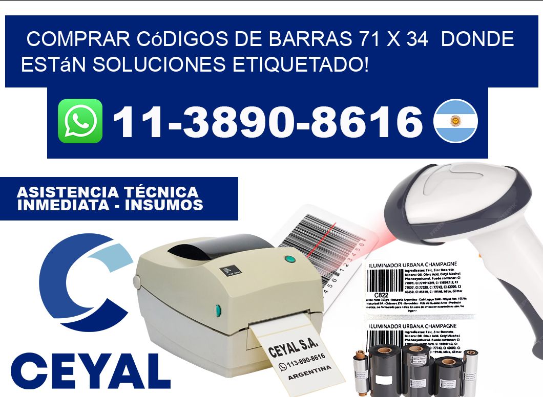 Comprar códigos de barras 71 x 34  donde están soluciones etiquetado!