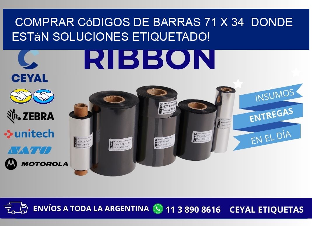 Comprar códigos de barras 71 x 34  donde están soluciones etiquetado!