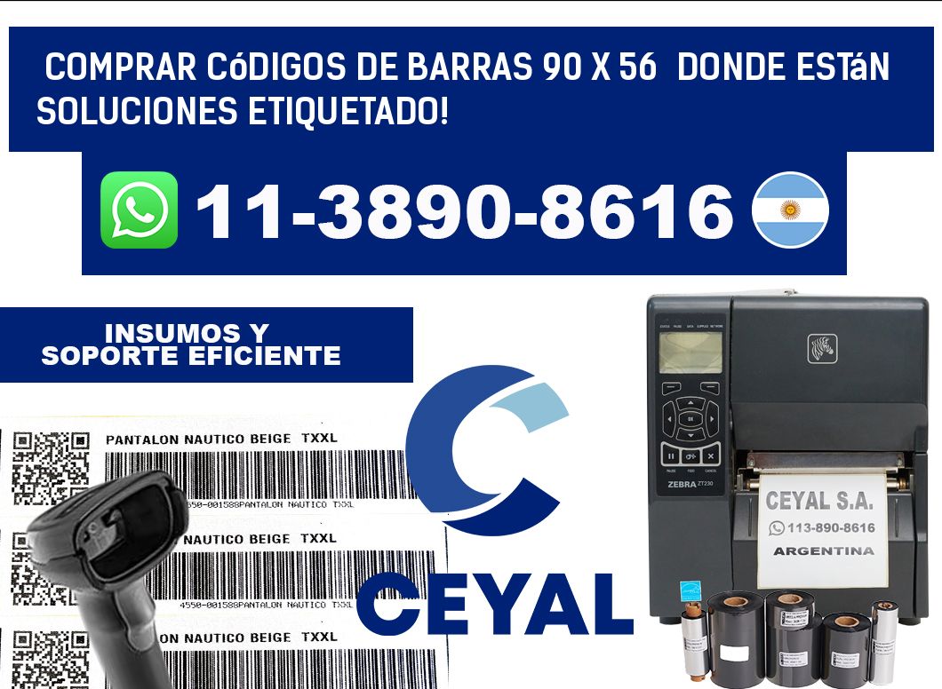 Comprar códigos de barras 90 x 56  donde están soluciones etiquetado!