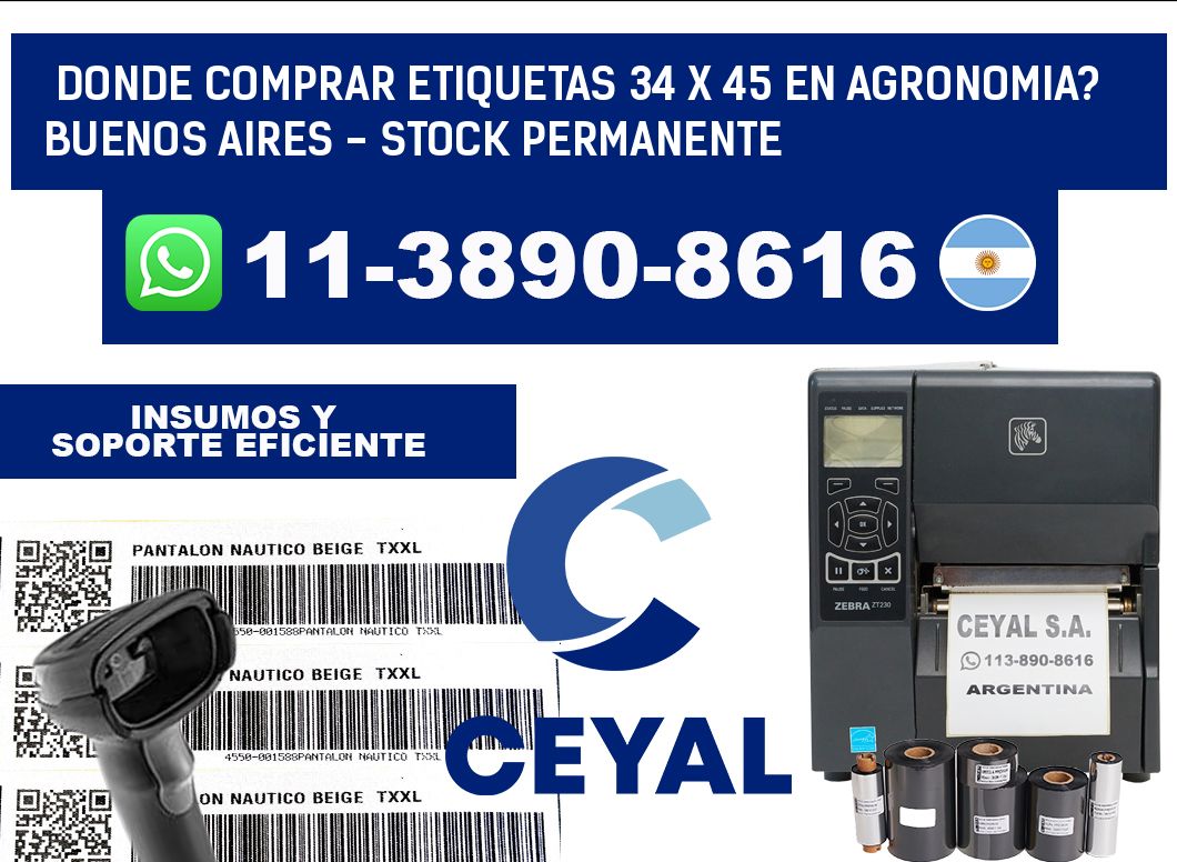 Donde Comprar etiquetas 34 x 45 en AGRONOMIA? Buenos Aires - Stock permanente