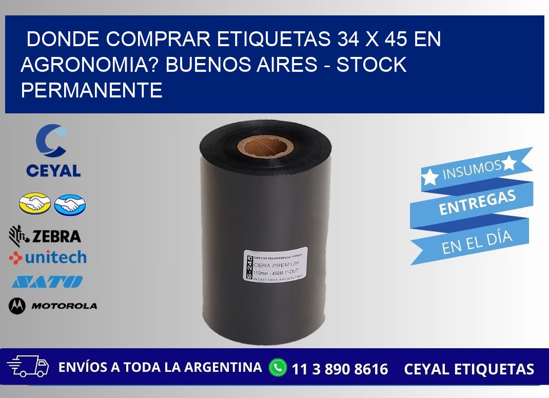 Donde Comprar etiquetas 34 x 45 en AGRONOMIA? Buenos Aires - Stock permanente