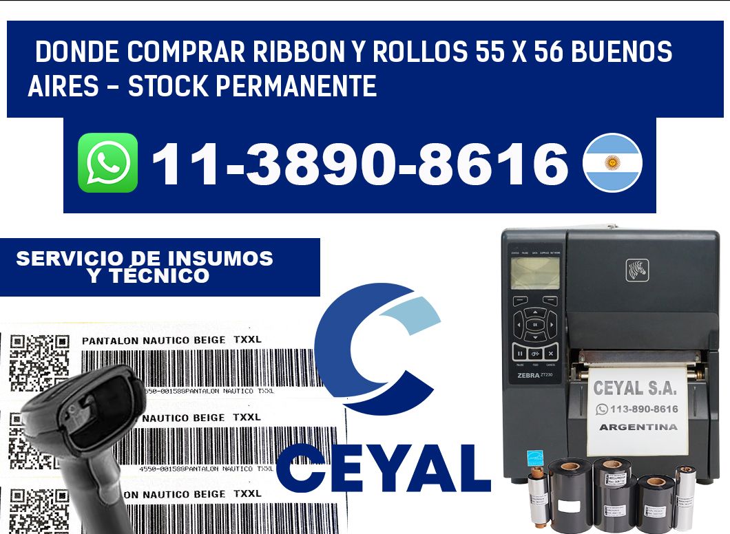 Donde Comprar ribbon y rollos 55 x 56 Buenos Aires - Stock permanente