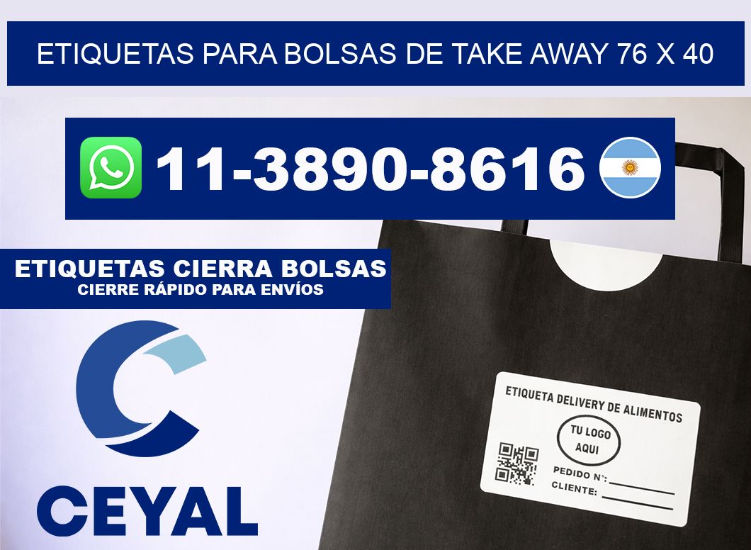 ETIQUETAS PARA BOLSAS DE TAKE AWAY 76 x 40