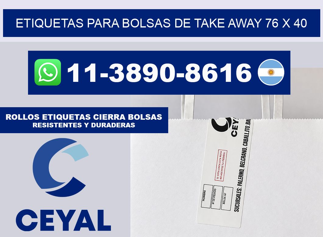 ETIQUETAS PARA BOLSAS DE TAKE AWAY 76 x 40