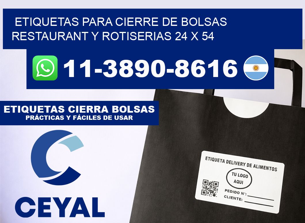 ETIQUETAS PARA CIERRE DE BOLSAS RESTAURANT Y ROTISERIAS 24 x 54