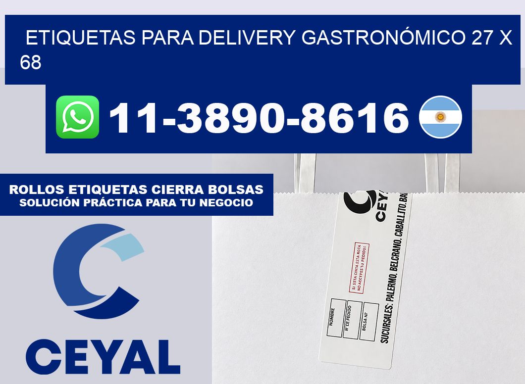 ETIQUETAS PARA DELIVERY GASTRONÓMICO 27 x 68