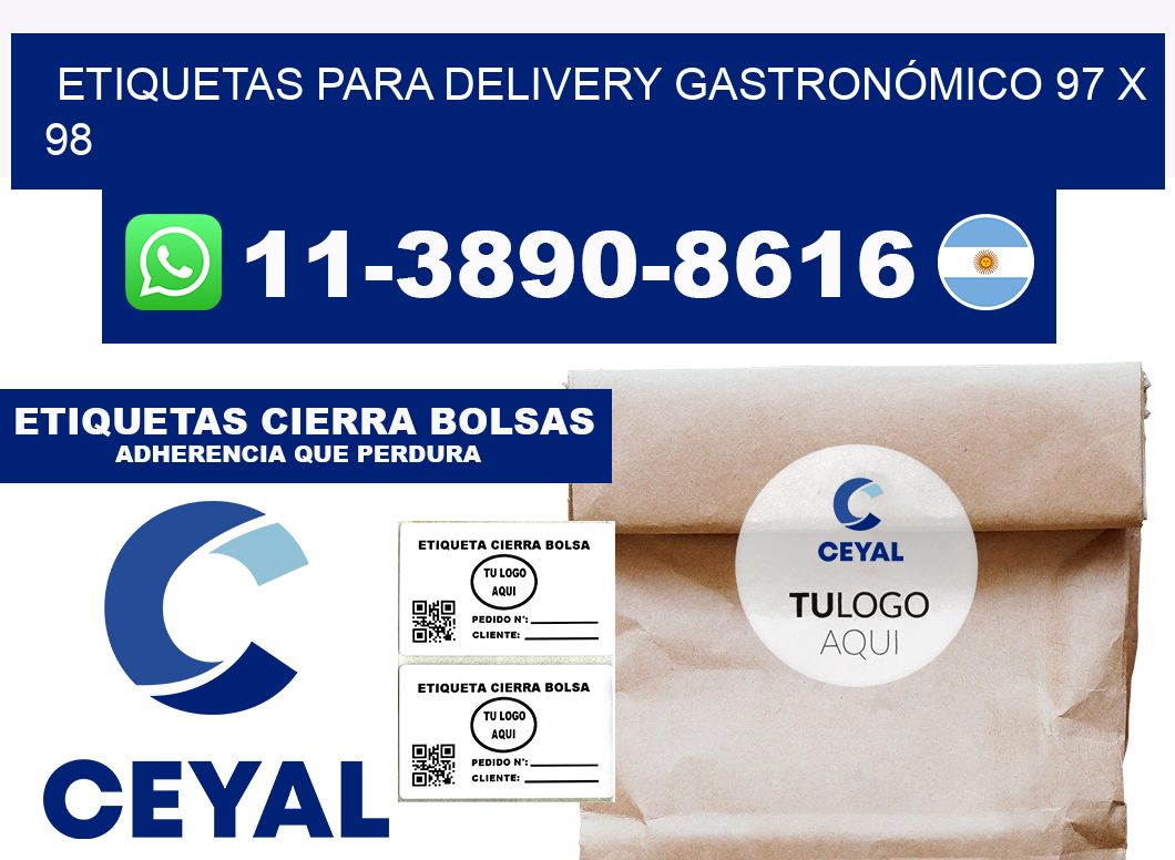 ETIQUETAS PARA DELIVERY GASTRONÓMICO 97 x 98