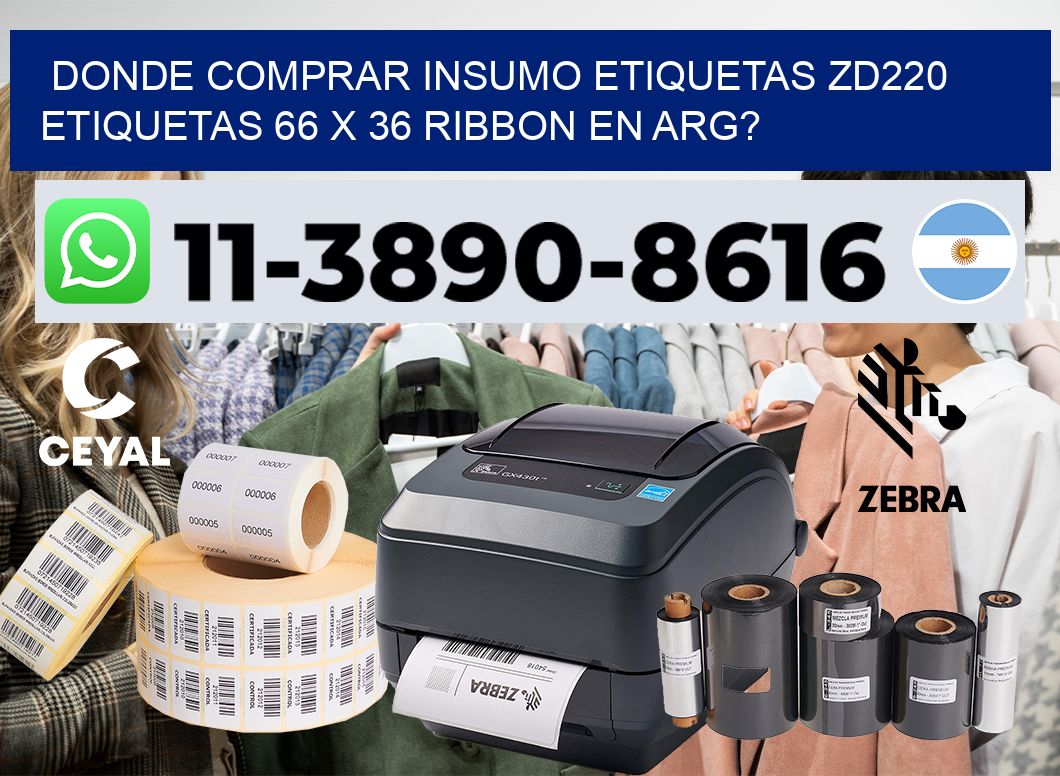 donde comprar insumo etiquetas zd220 etiquetas 66 x 36 ribbon en ARG?