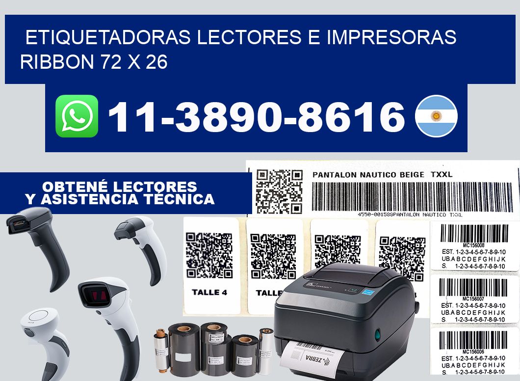 etiquetadoras lectores e impresoras ribbon 72 x 26
