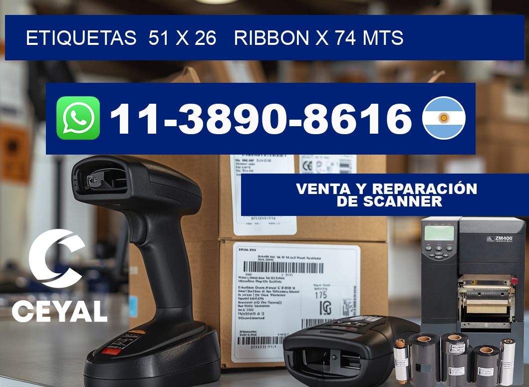 etiquetas  51 x 26   ribbon x 74 mts