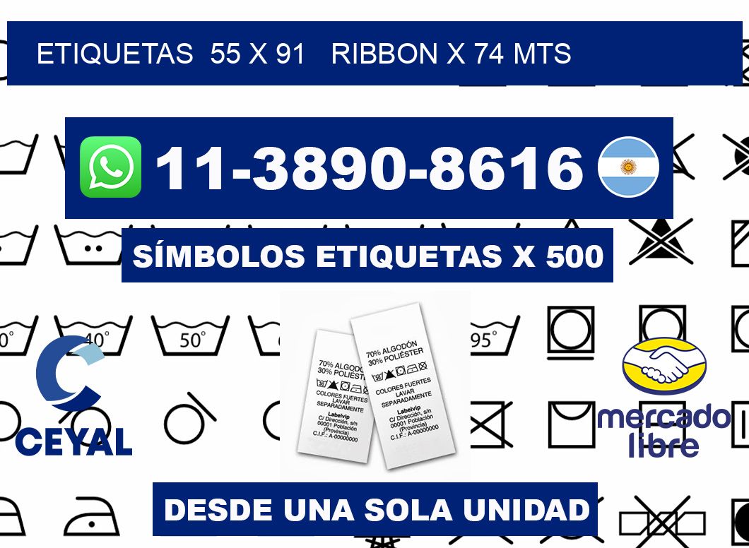 etiquetas  55 x 91   ribbon x 74 mts