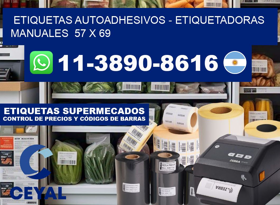 etiquetas autoadhesivos - Etiquetadoras Manuales  57 x 69