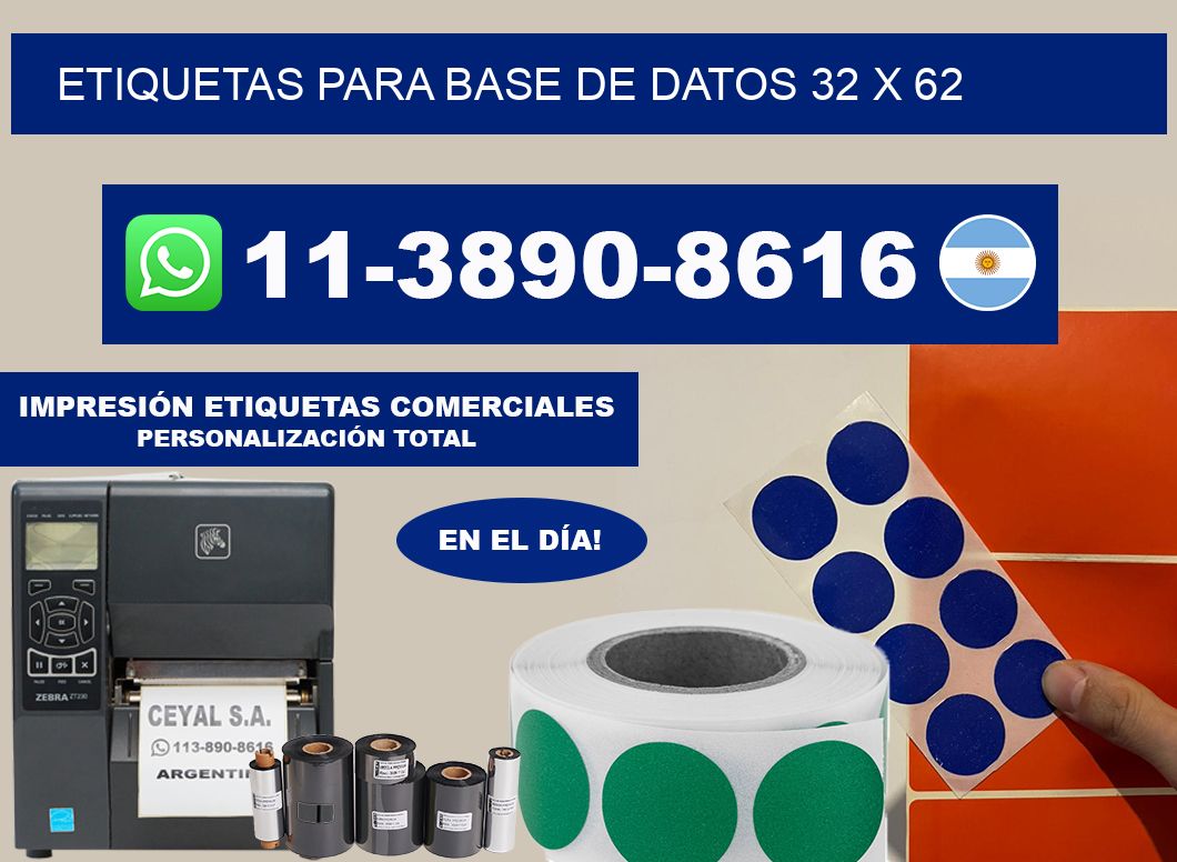 etiquetas para base de datos 32 x 62