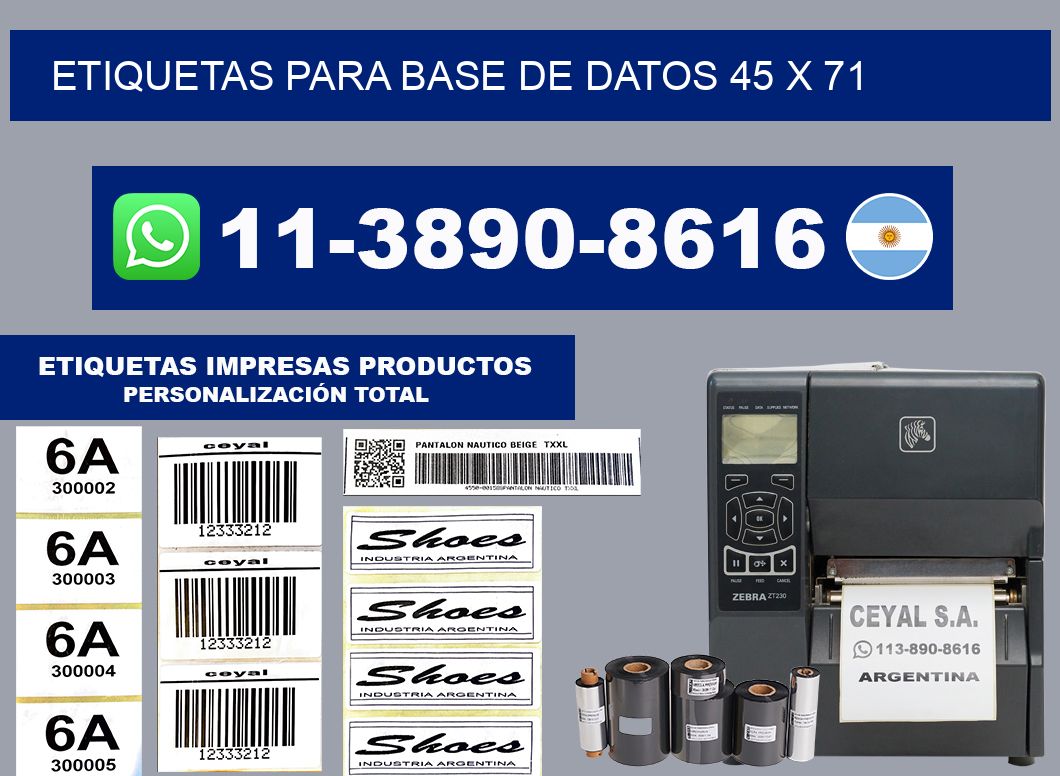 etiquetas para base de datos 45 x 71