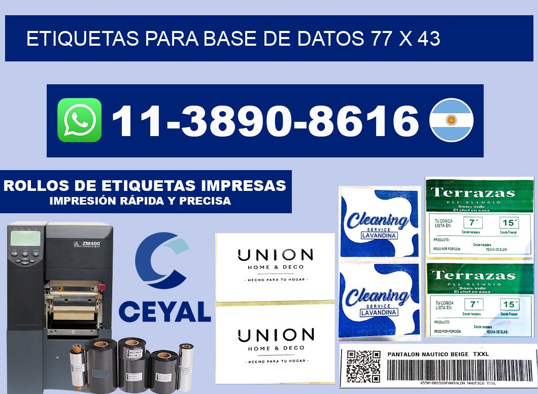 etiquetas para base de datos 77 x 43