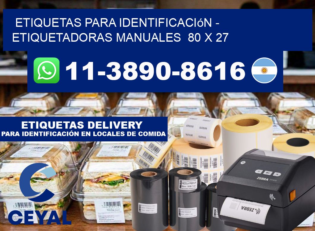 etiquetas para identificación - Etiquetadoras Manuales  80 x 27