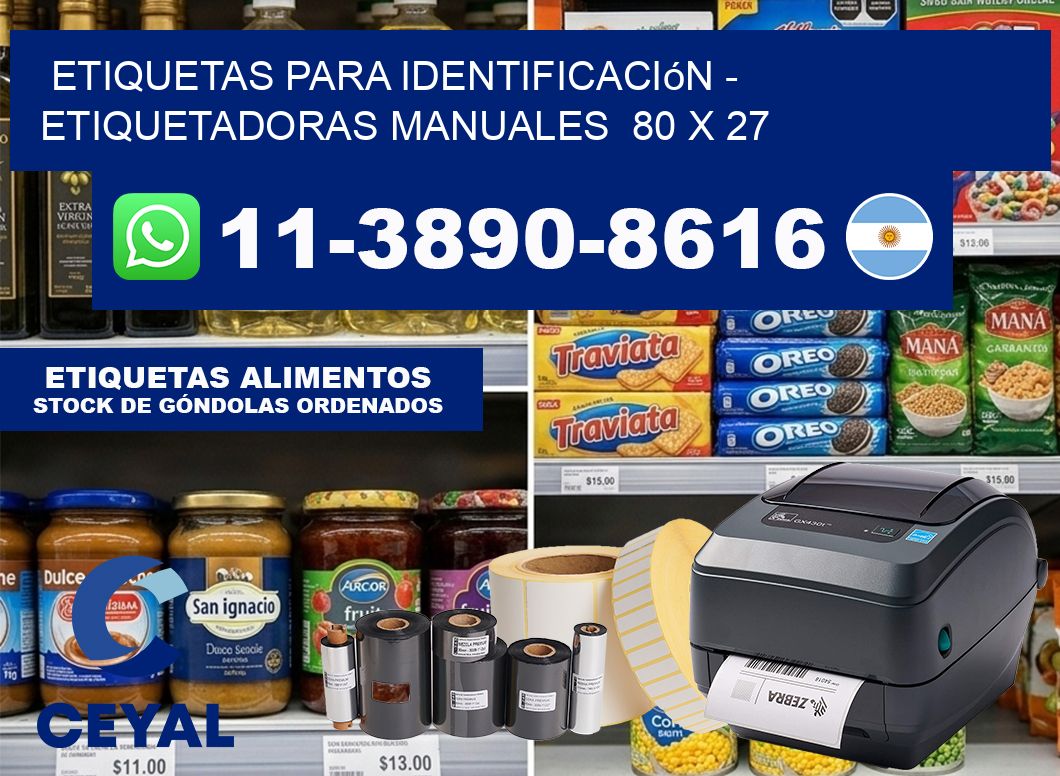 etiquetas para identificación – Etiquetadoras Manuales  80 x 27