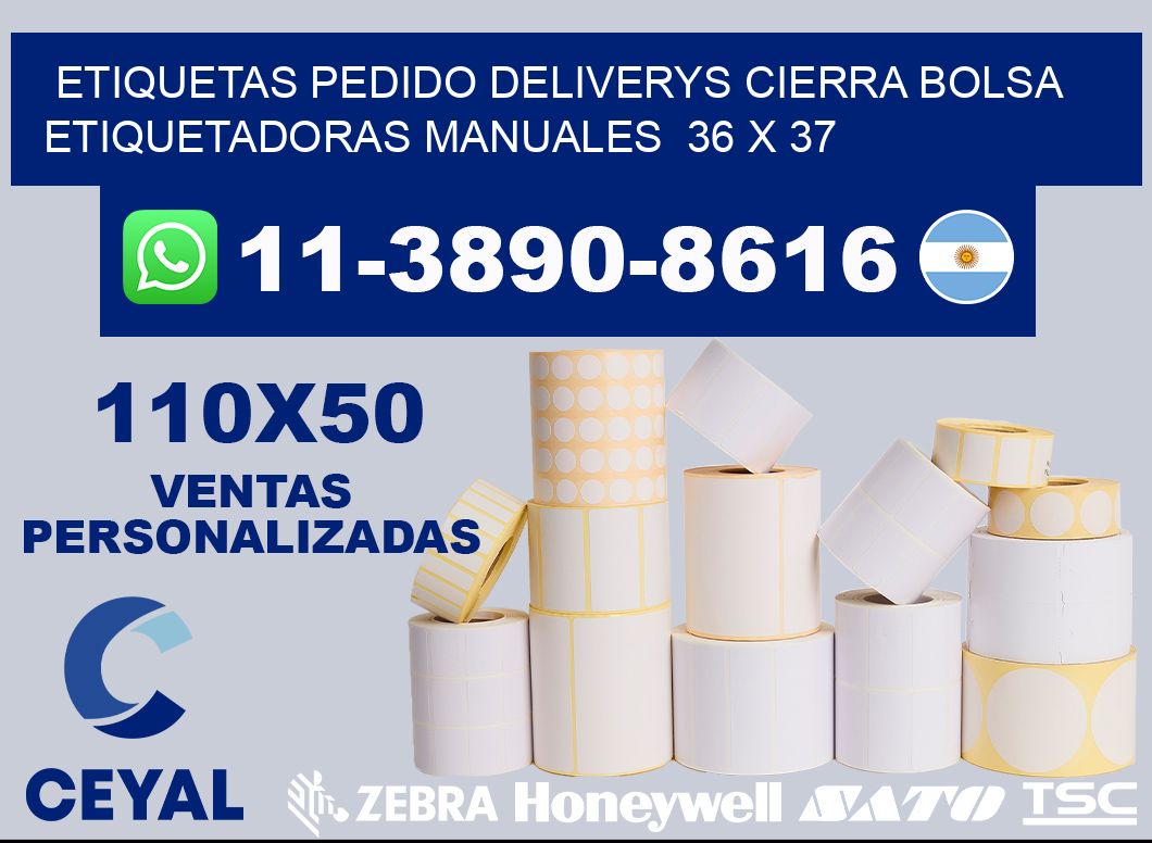 etiquetas pedido deliverys cierra bolsa  Etiquetadoras Manuales  36 x 37