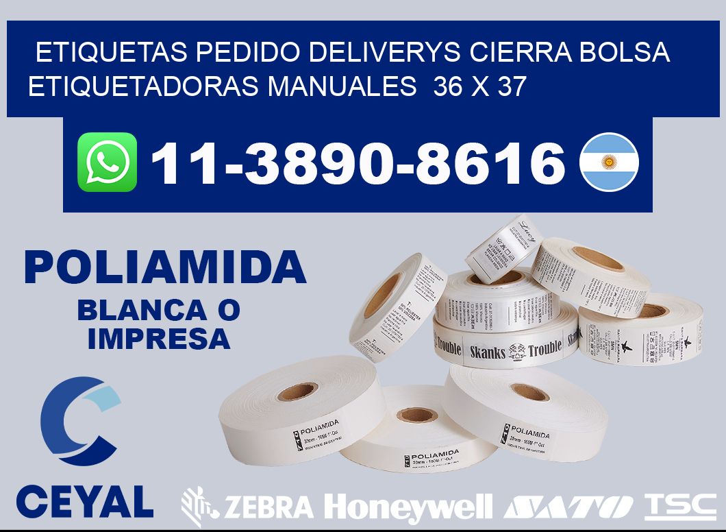 etiquetas pedido deliverys cierra bolsa  Etiquetadoras Manuales  36 x 37