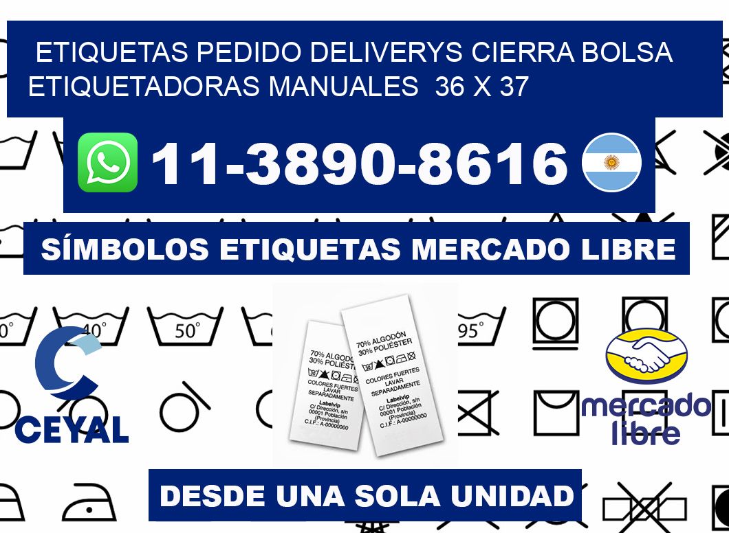 etiquetas pedido deliverys cierra bolsa  Etiquetadoras Manuales  36 x 37