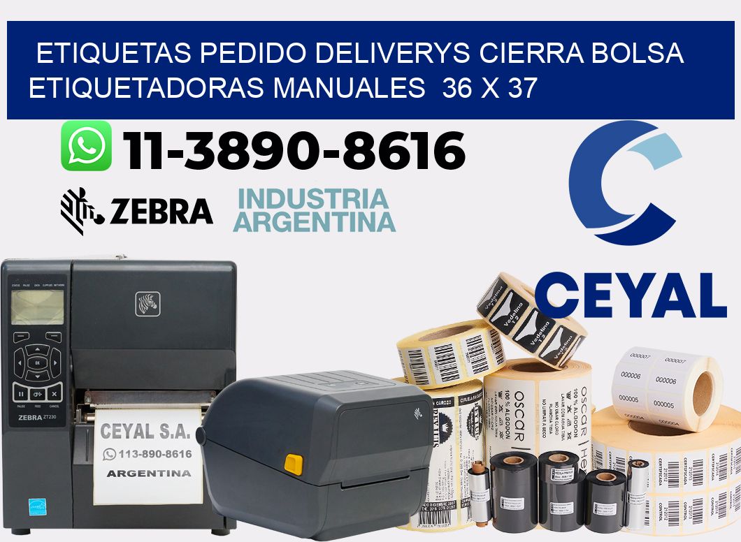 etiquetas pedido deliverys cierra bolsa  Etiquetadoras Manuales  36 x 37